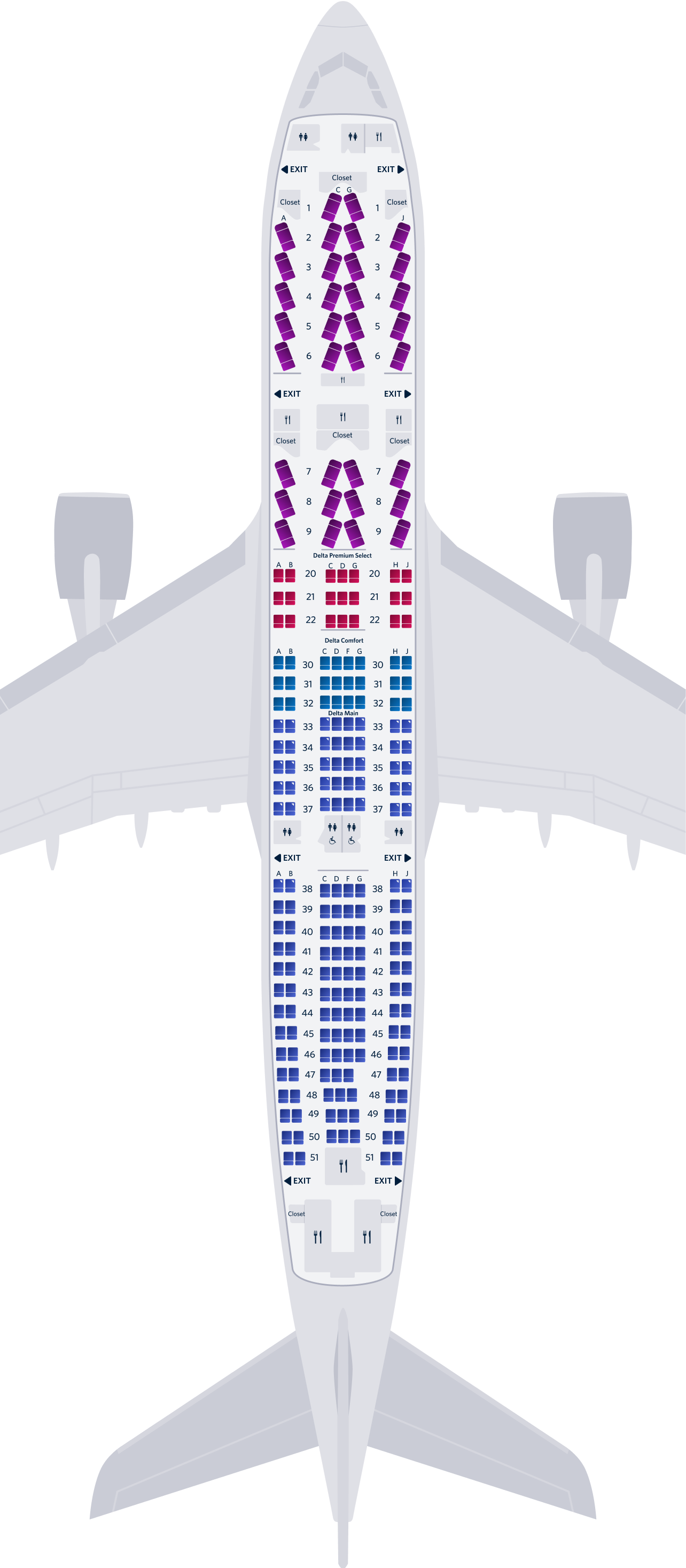 Airbus A330-200 4-Cabin Seat Map