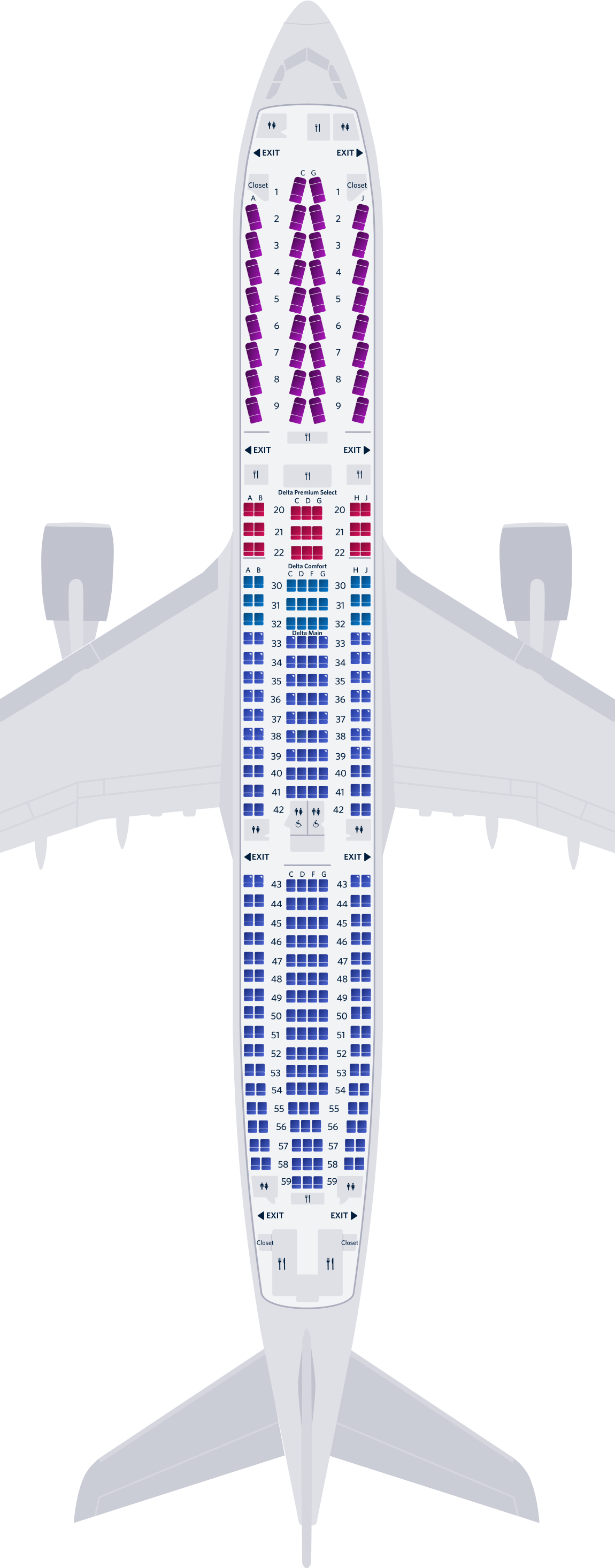 Airbus A330-300 4-Cabin Seat Map (3M3)