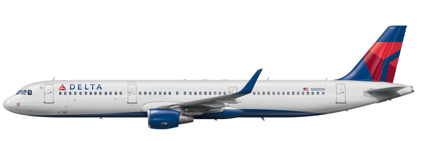 Side view of Airbus A321-200 (321) airplane