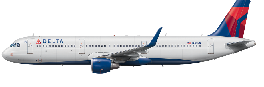 Side view of Airbus A321-200 (321) airplane