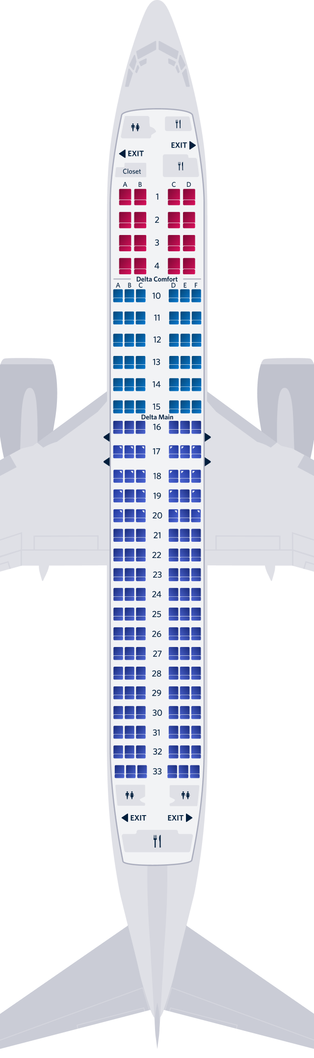 Boeing 737-800 seat map