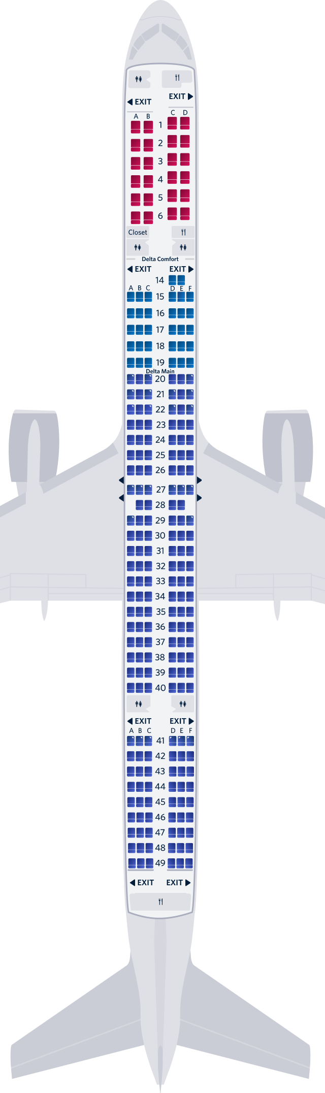 보잉 757-300-75Y 좌석 배치도