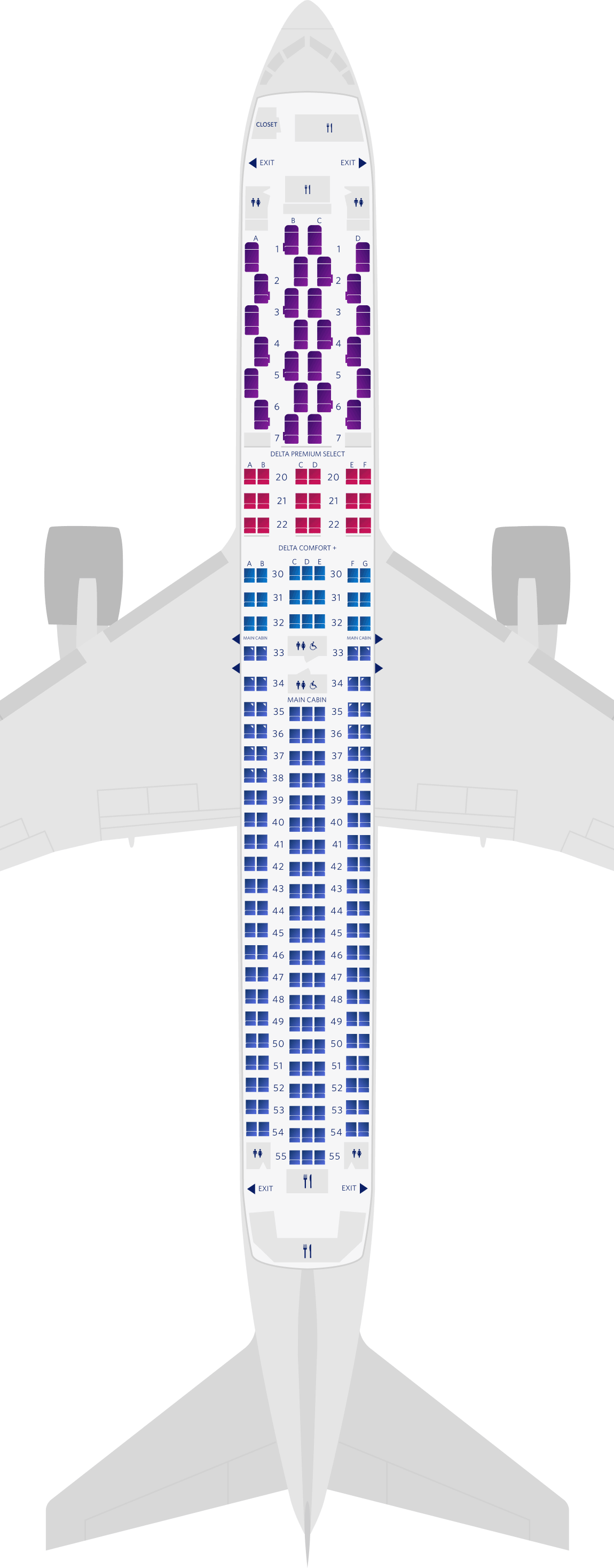 Boeing 767-300ER (76K) – Sitzplatzübersicht