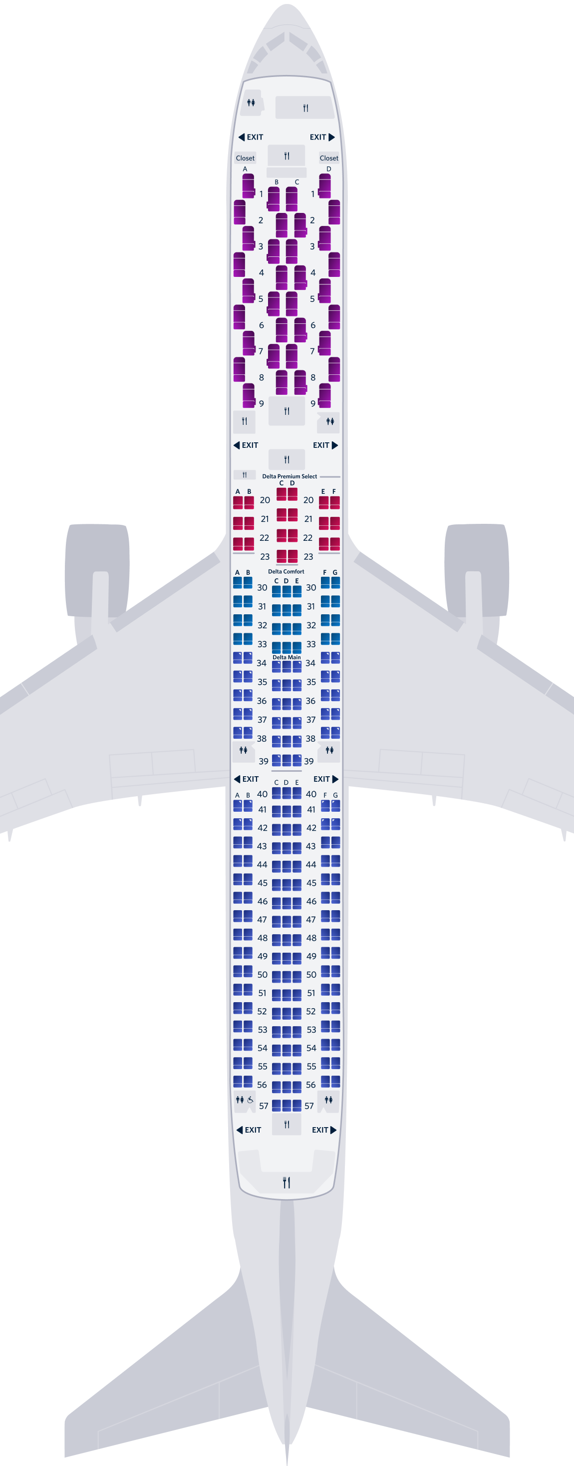 Boeing 767-400ER (764) Seat Map