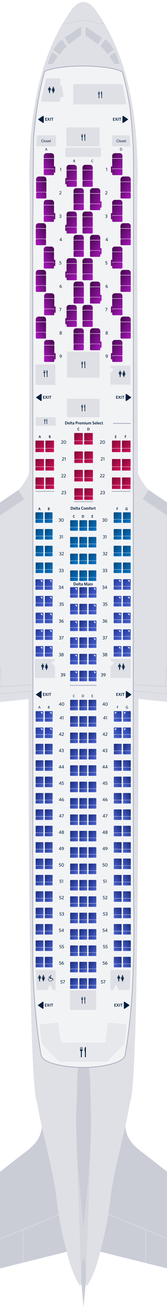 Boeing 767-400ER (764) Seat Map