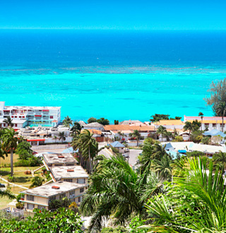 Ocean view with houses in the foreground in Montego Bay.